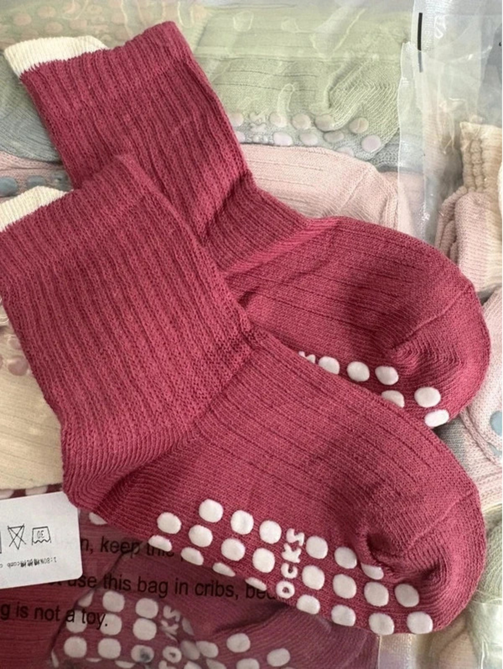 New 16 Pair Baby Toddler Non-Slip Gripper Socks Pastel Ribbed Cotton Blend